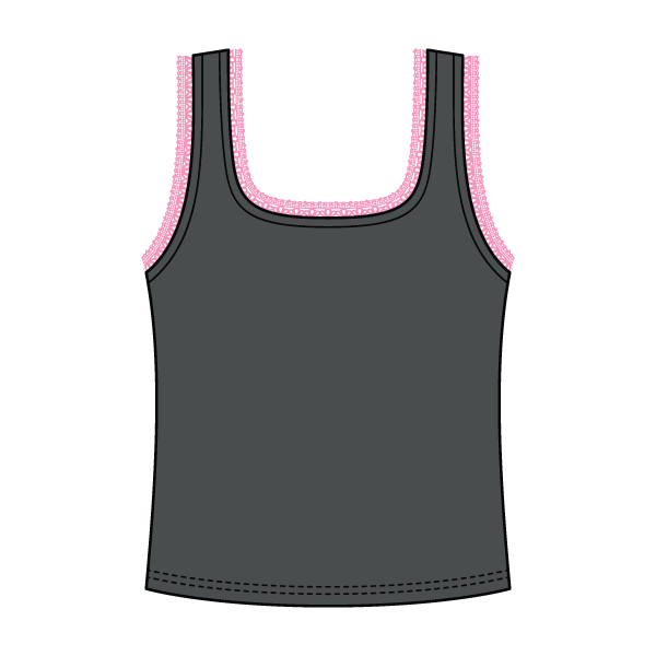 Square Neck Ribbed Tank with Lace Trim