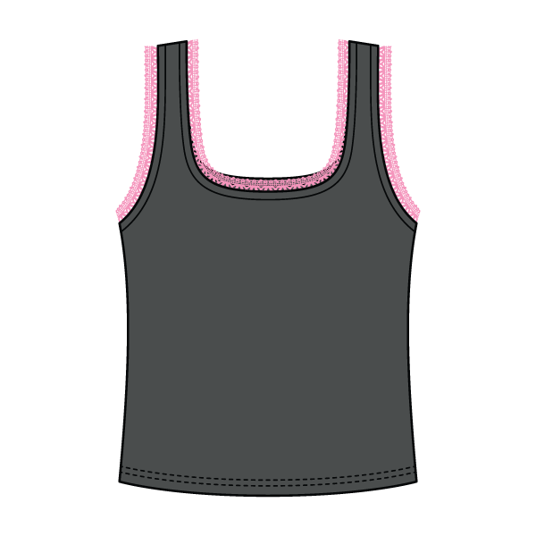 Square Neck Ribbed Tank with Lace Trim