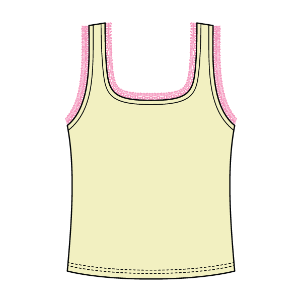 Square Neck Ribbed Tank with Lace Trim