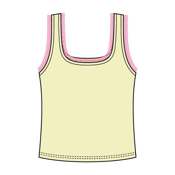 Square Neck Ribbed Tank with Lace Trim