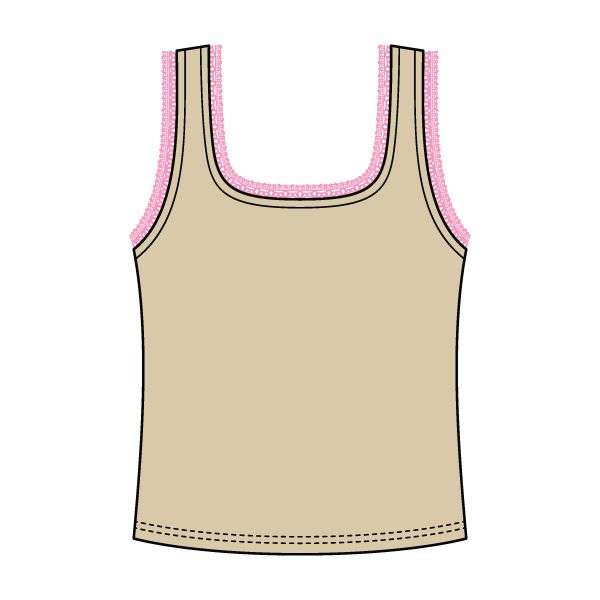 Square Neck Ribbed Tank with Lace Trim