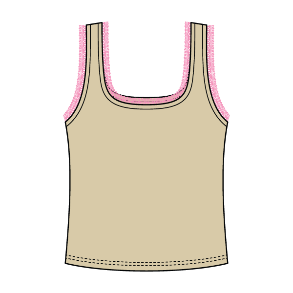 Square Neck Ribbed Tank with Lace Trim