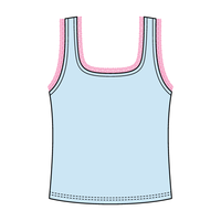 Square Neck Ribbed Tank with Lace Trim