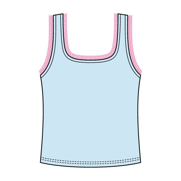 Square Neck Ribbed Tank with Lace Trim