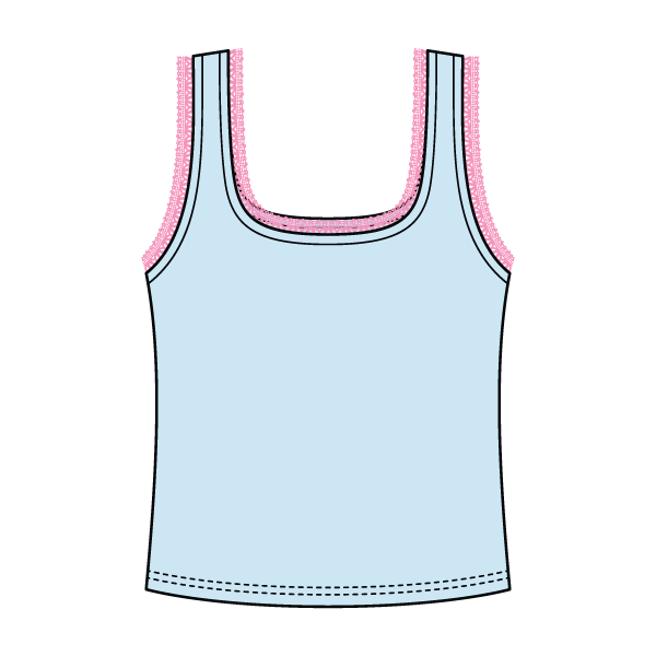 Square Neck Ribbed Tank with Lace Trim
