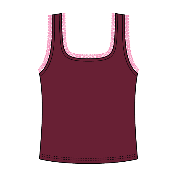 Square Neck Ribbed Tank with Lace Trim