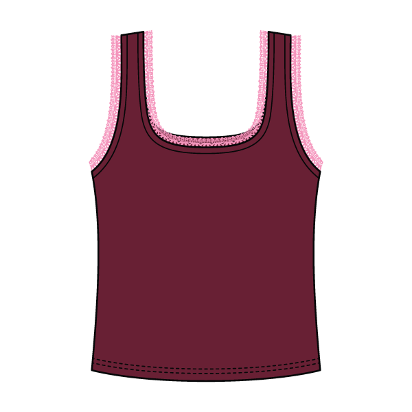 Square Neck Ribbed Tank with Lace Trim
