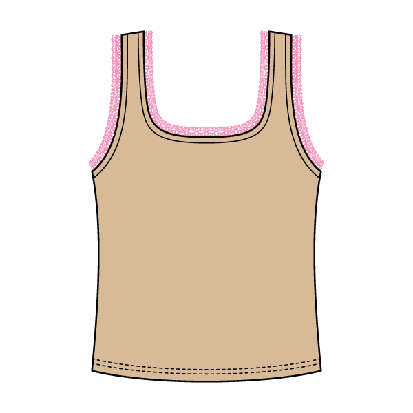 Square Neck Ribbed Tank with Lace Trim