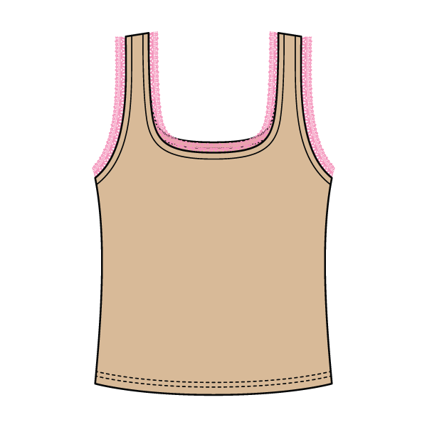 Square Neck Ribbed Tank with Lace Trim