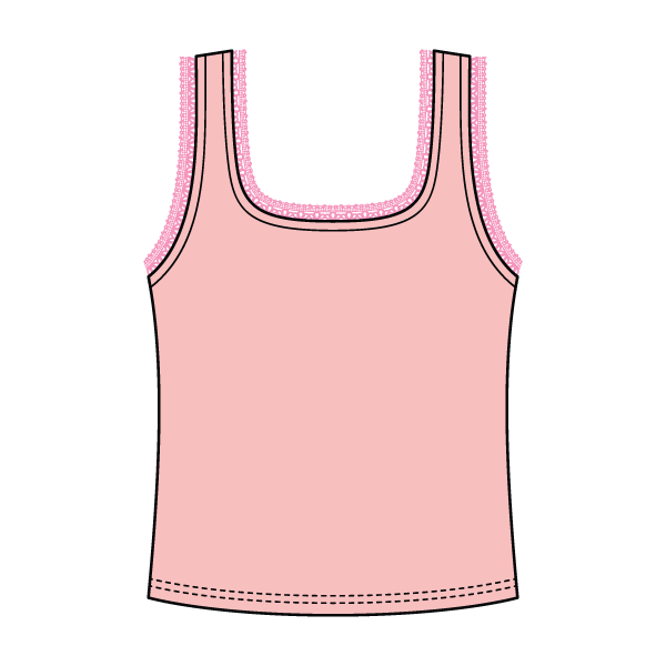 Square Neck Ribbed Tank with Lace Trim