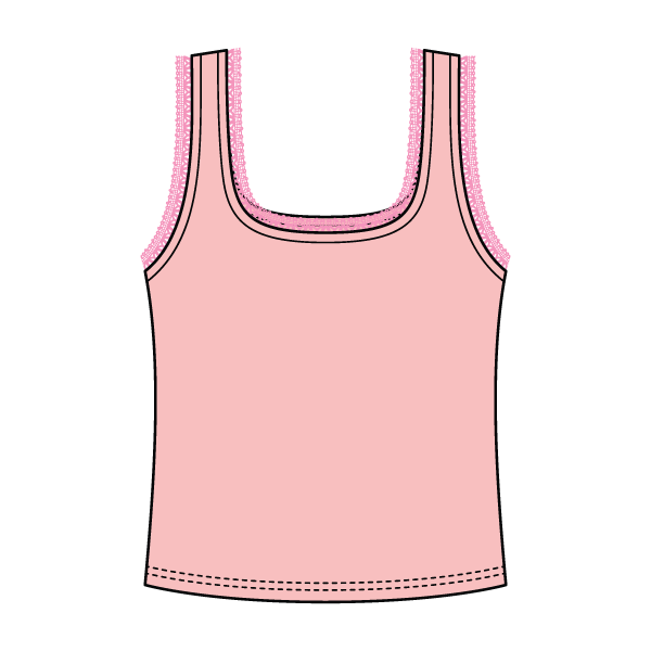 Square Neck Ribbed Tank with Lace Trim