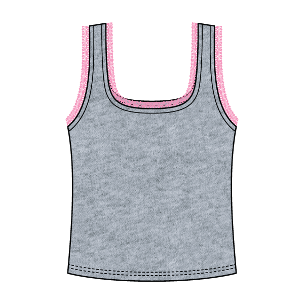 Square Neck Ribbed Tank with Lace Trim