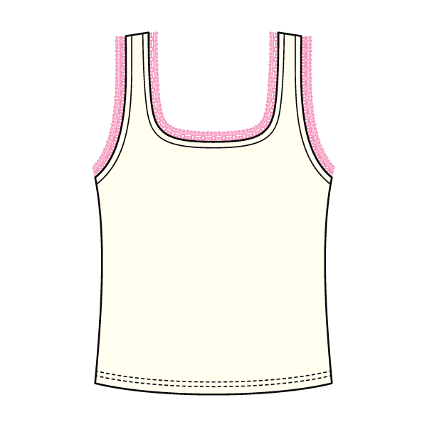 Square Neck Ribbed Tank with Lace Trim