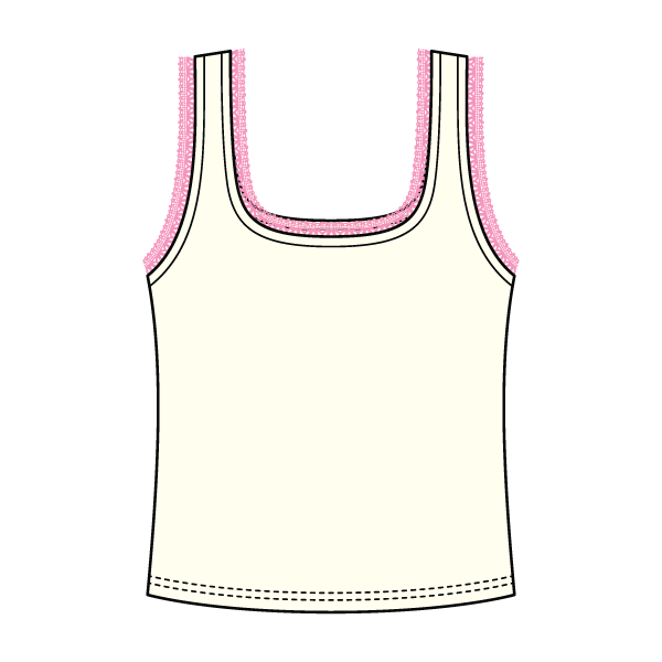 Square Neck Ribbed Tank with Lace Trim