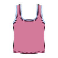 Square Neck Ribbed Tank with Lace Trim