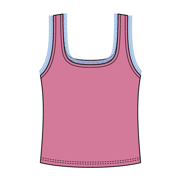 Square Neck Ribbed Tank with Lace Trim