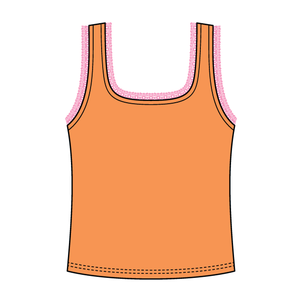 Square Neck Ribbed Tank with Lace Trim