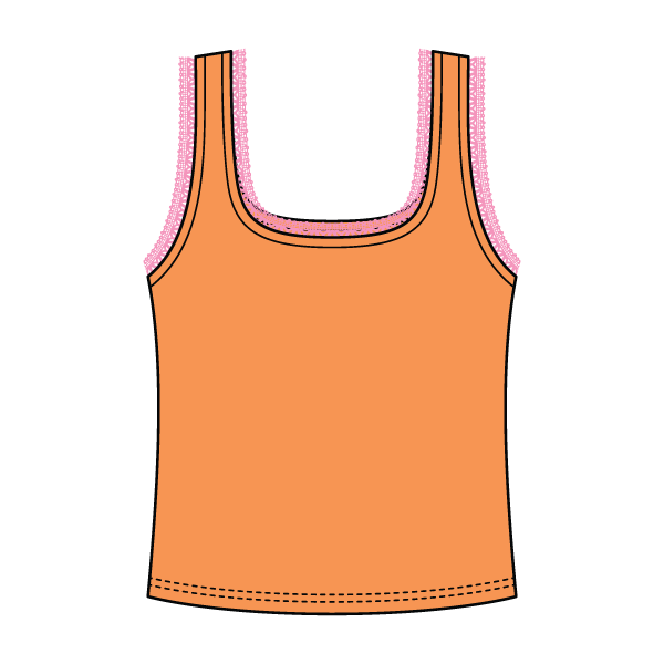Square Neck Ribbed Tank with Lace Trim