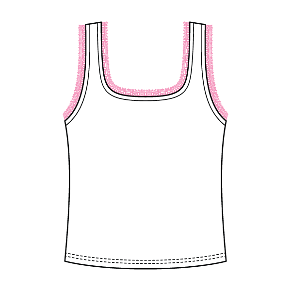 Square Neck Ribbed Tank with Lace Trim