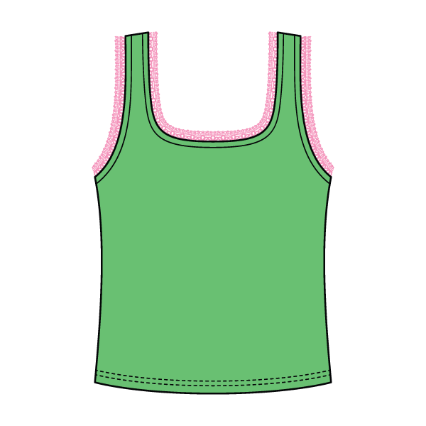 Square Neck Ribbed Tank with Lace Trim
