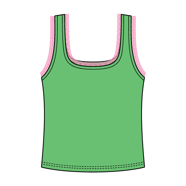 Square Neck Ribbed Tank with Lace Trim