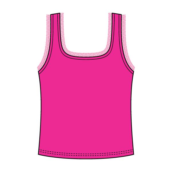 Square Neck Ribbed Tank with Lace Trim