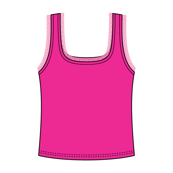 Square Neck Ribbed Tank with Lace Trim