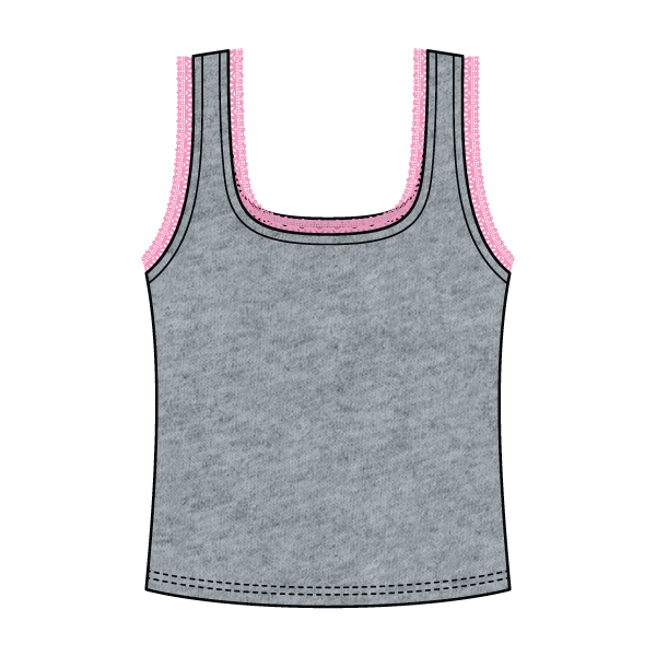 Square Neck Ribbed Tank with Lace Trim