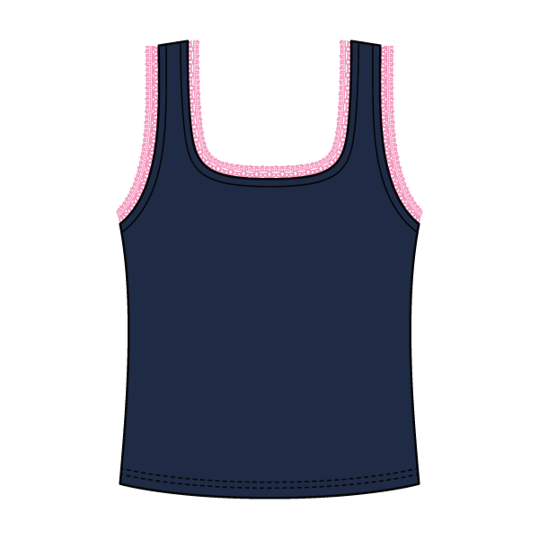 Square Neck Ribbed Tank with Lace Trim