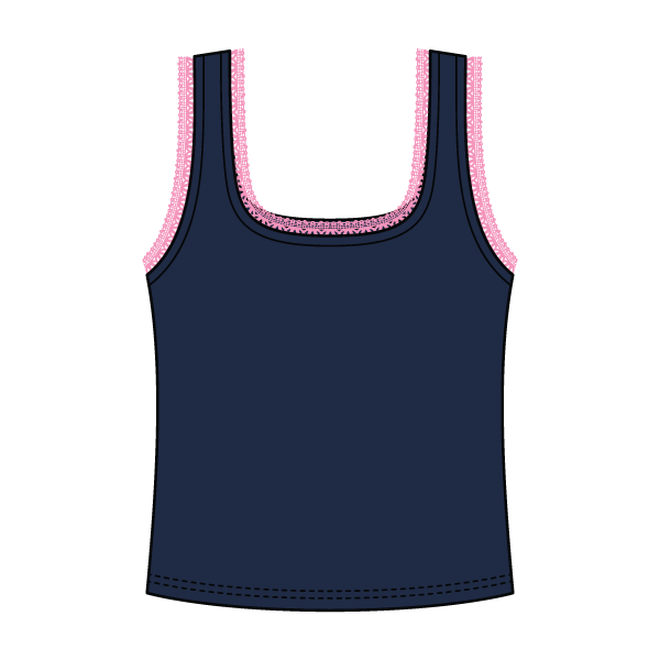 Square Neck Ribbed Tank with Lace Trim