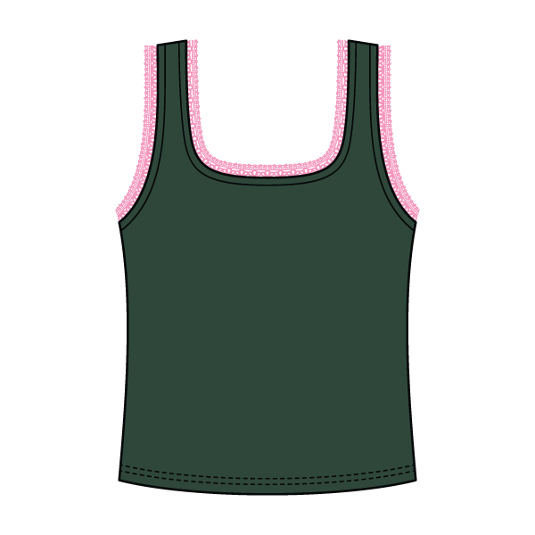 Square Neck Ribbed Tank with Lace Trim