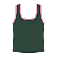 Square Neck Ribbed Tank with Lace Trim