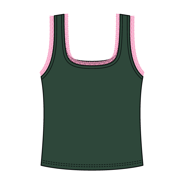 Square Neck Ribbed Tank with Lace Trim