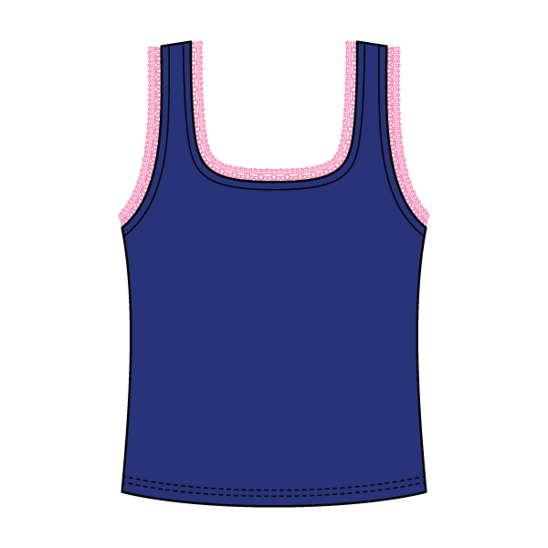 Square Neck Ribbed Tank with Lace Trim