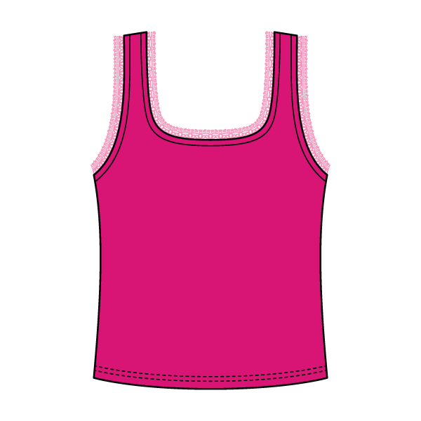 Square Neck Ribbed Tank with Lace Trim