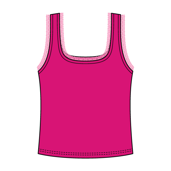 Square Neck Ribbed Tank with Lace Trim