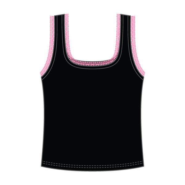Square Neck Ribbed Tank with Lace Trim