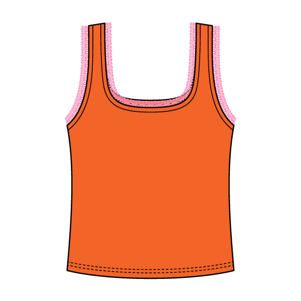 Square Neck Ribbed Tank with Lace Trim