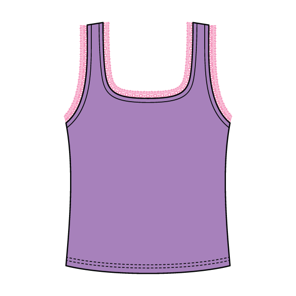 Square Neck Ribbed Tank with Lace Trim