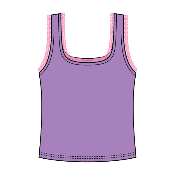 Square Neck Ribbed Tank with Lace Trim