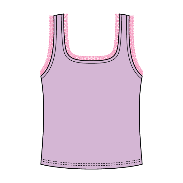 Square Neck Ribbed Tank with Lace Trim