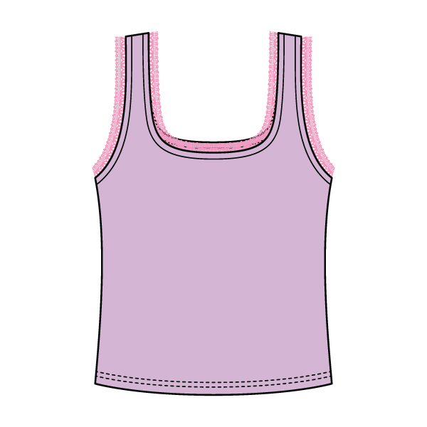 Square Neck Ribbed Tank with Lace Trim