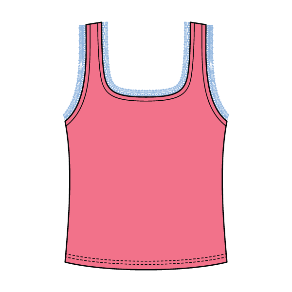 Square Neck Ribbed Tank with Lace Trim