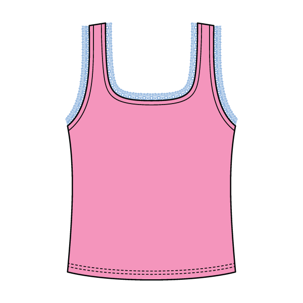 Square Neck Ribbed Tank with Lace Trim