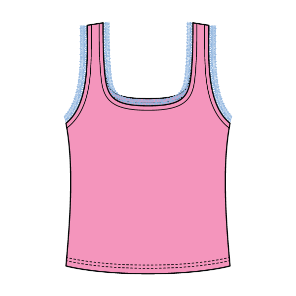 Square Neck Ribbed Tank with Lace Trim