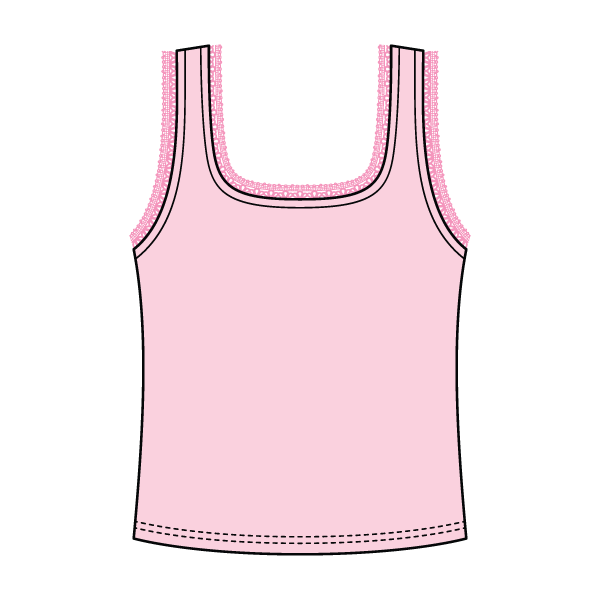 Square Neck Ribbed Tank with Lace Trim