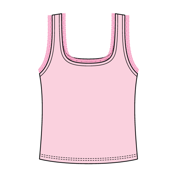 Square Neck Ribbed Tank with Lace Trim