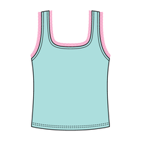 Square Neck Ribbed Tank with Lace Trim