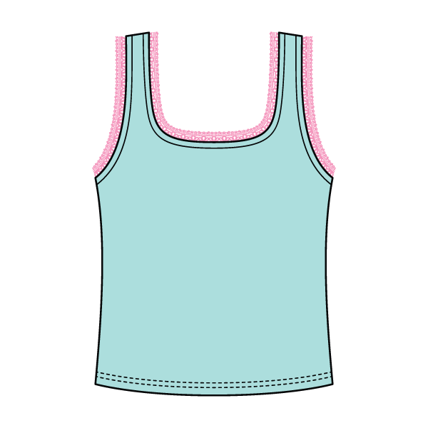 Square Neck Ribbed Tank with Lace Trim