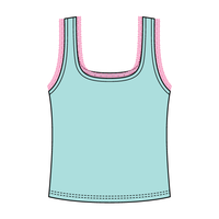 Square Neck Ribbed Tank with Lace Trim